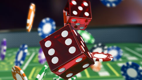 flying dice and chips